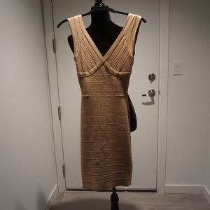 Gold Herve Leger Bandage Dress